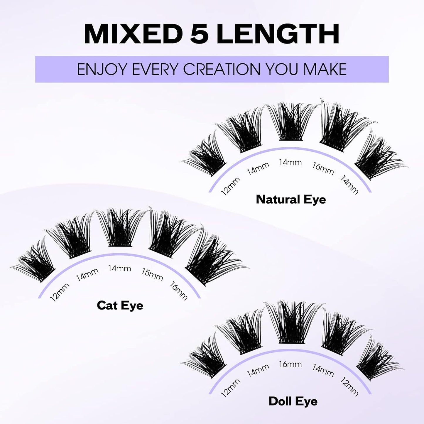 Individual Lashes D Curl Cluster Lashes 0.07 D Curl 12-16Mm DIY Lash Extensions