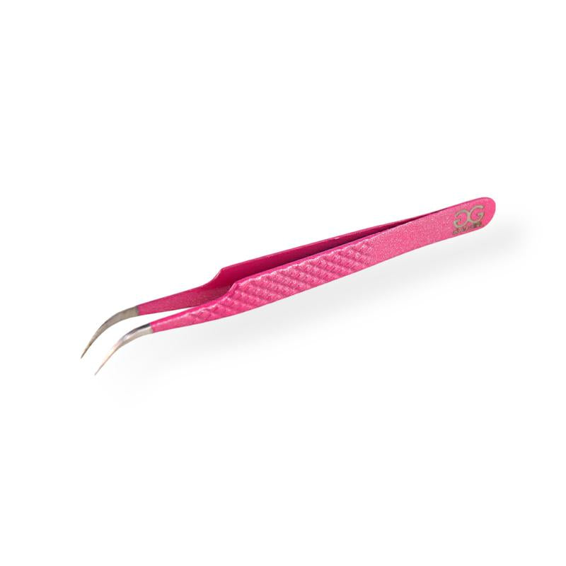 Non-Slip Pink Glitter Diamond Grip Eyelash Extension Tweezers