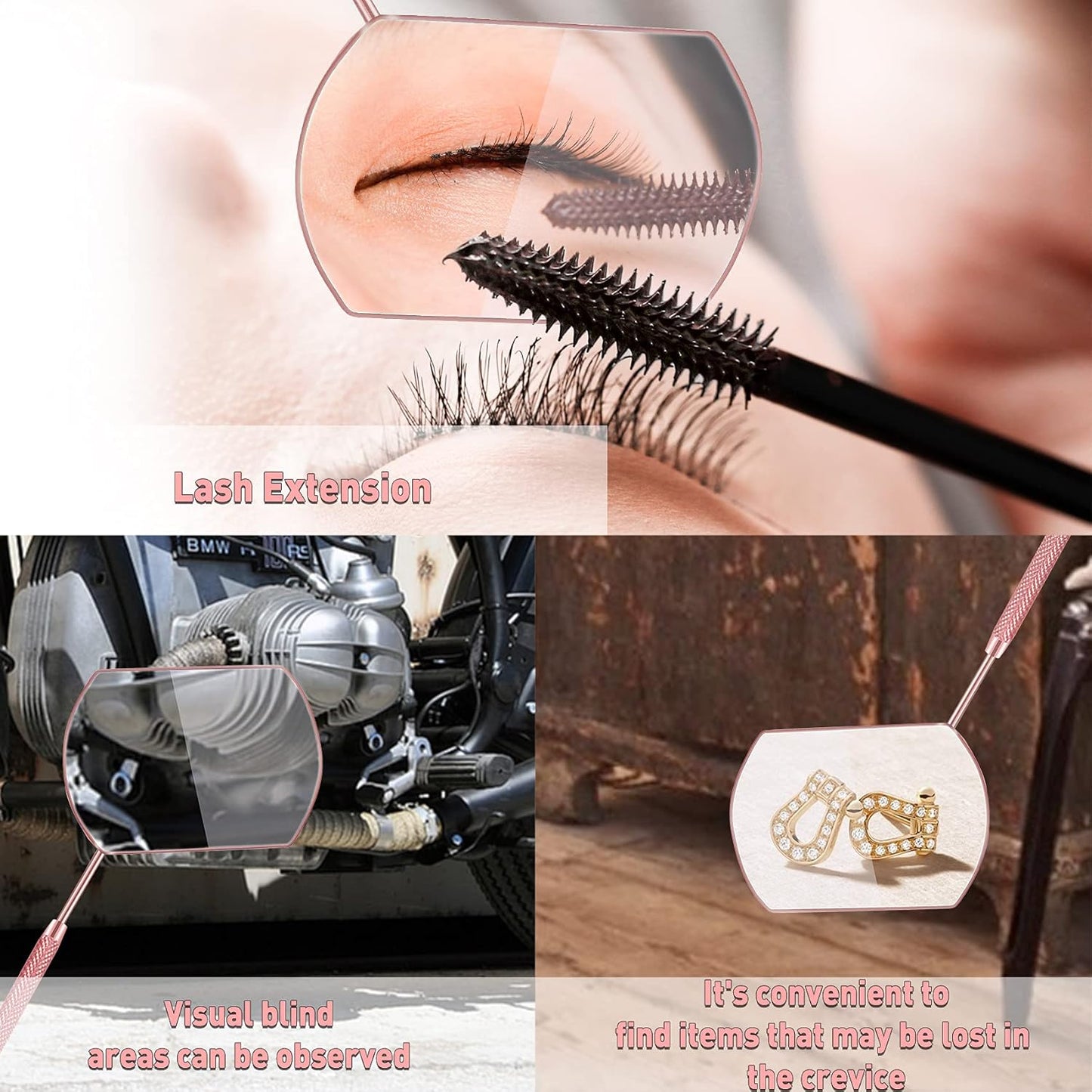 2 Pieces Lash Mirror for Eyelash Extensions Stainless Steel Eyelash Mirror Square Large Detachable Lash Extension Mirror, Beauty Makeup Mirror Lash Tools