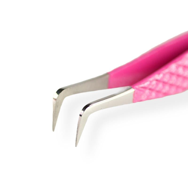 Non-Slip Pink Glitter Diamond Grip Eyelash Extension Tweezers