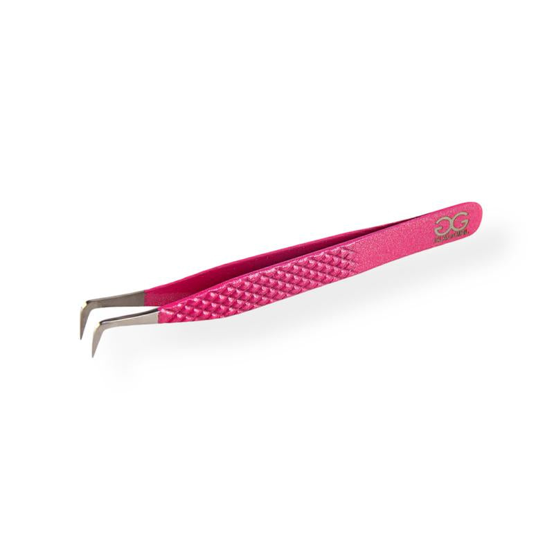 Non-Slip Pink Glitter Diamond Grip Eyelash Extension Tweezers