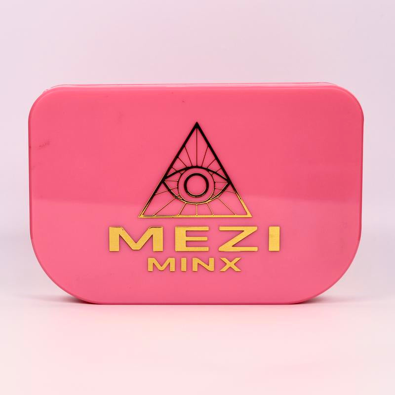 Mezi Cosmetics LED Travel Mirror with Lash Tray Pink, Foldable & Portable Makeup Tool
