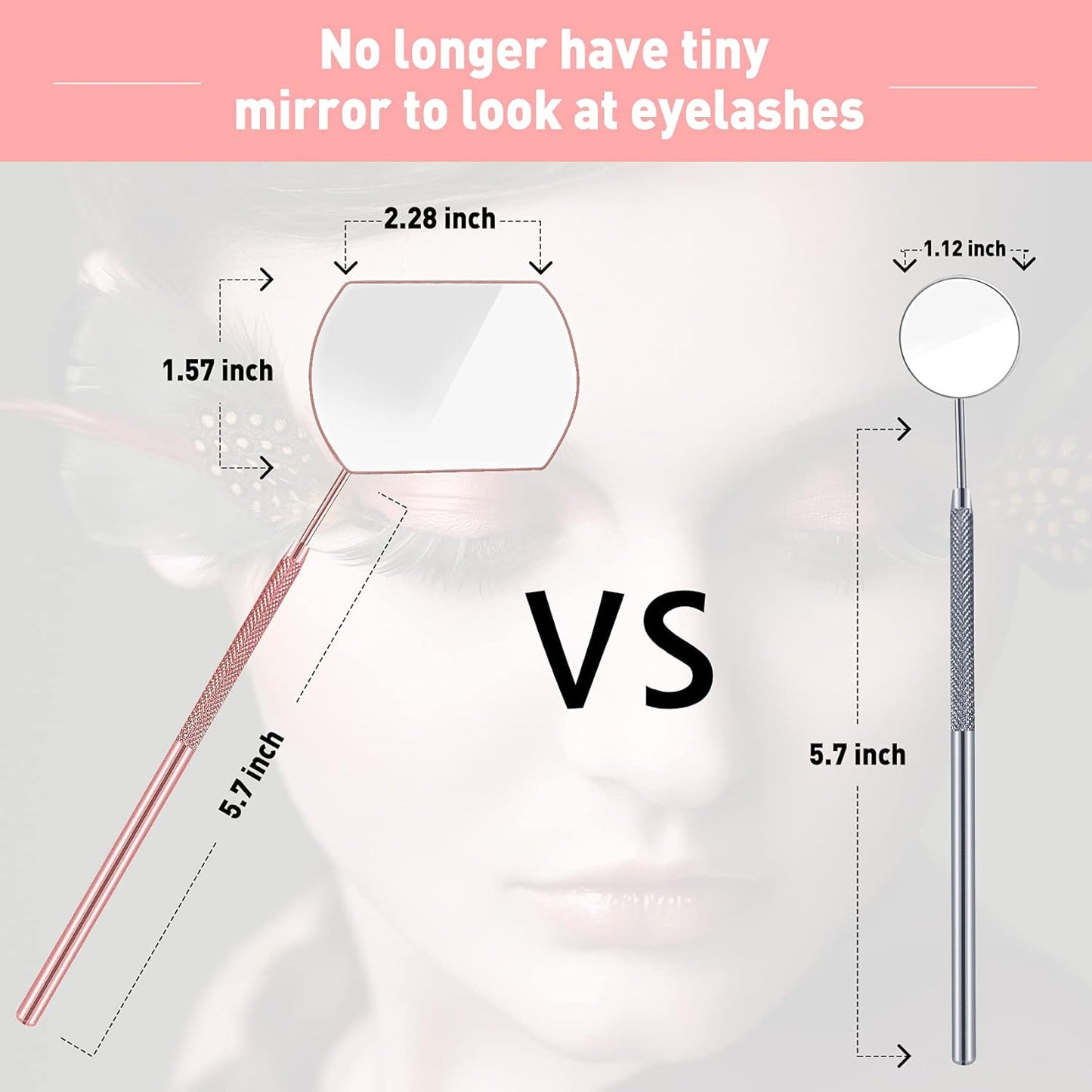 2 Pieces Lash Mirror for Eyelash Extensions Stainless Steel Eyelash Mirror Square Large Detachable Lash Extension Mirror, Beauty Makeup Mirror Lash Tools