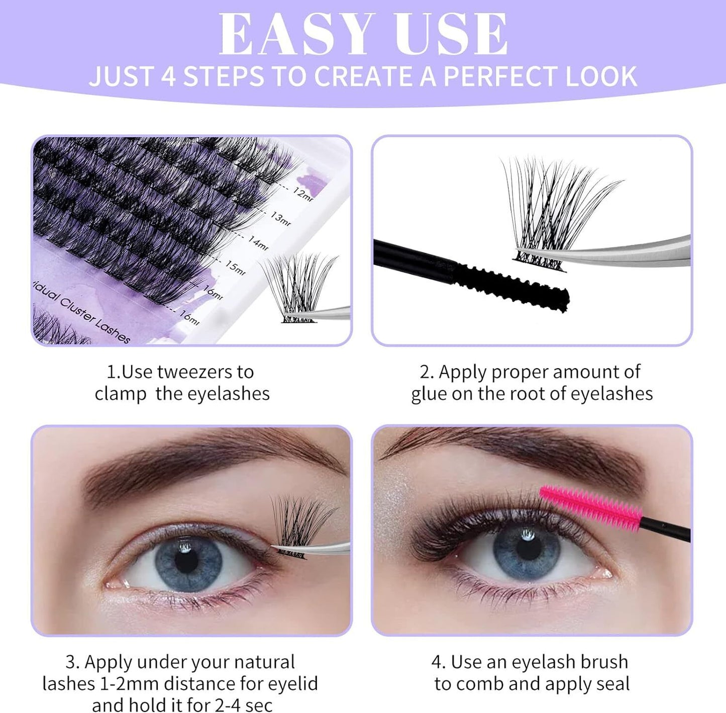 Individual Lashes D Curl Cluster Lashes 0.07 D Curl 12-16Mm DIY Lash Extensions