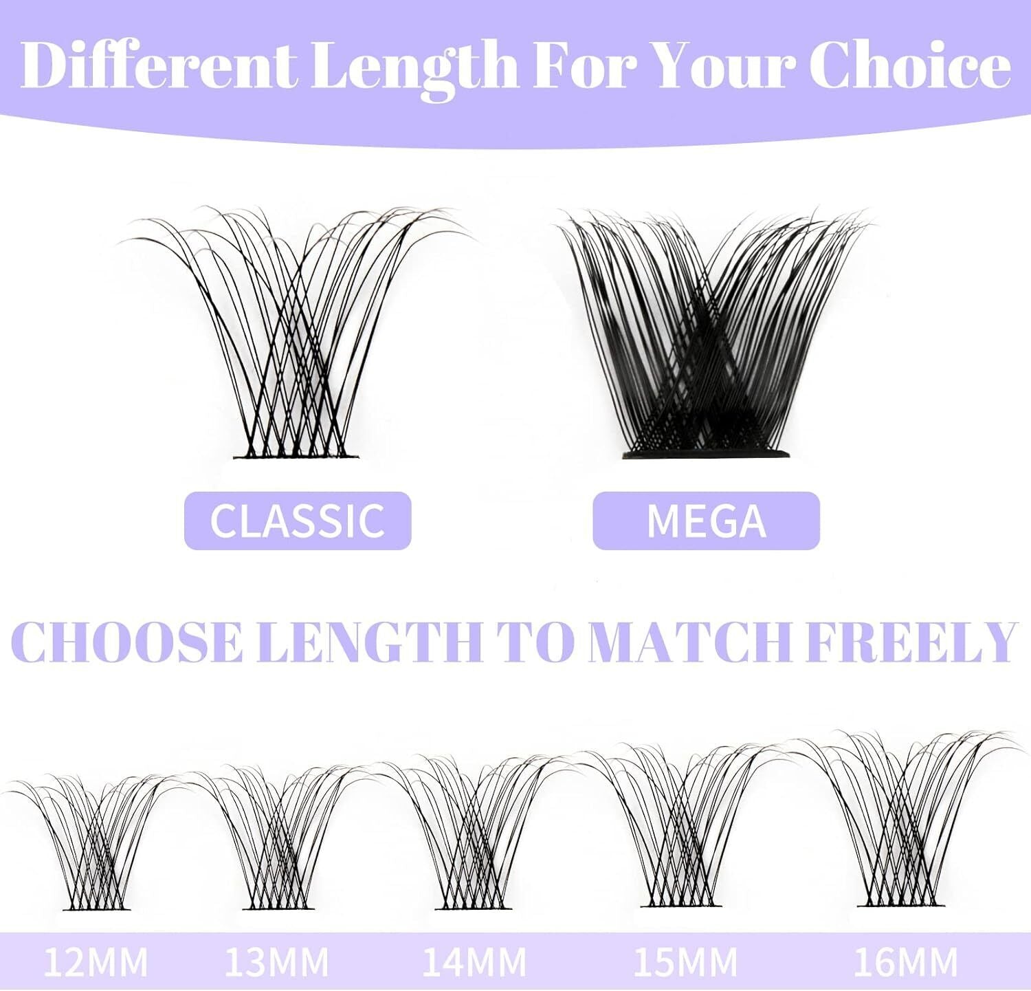 Individual Lashes D Curl Cluster Lashes 0.07 D Curl 12-16Mm DIY Lash Extensions