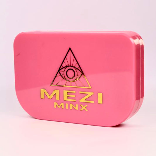 Mezi Cosmetics LED Travel Mirror with Lash Tray Pink, Foldable & Portable Makeup Tool