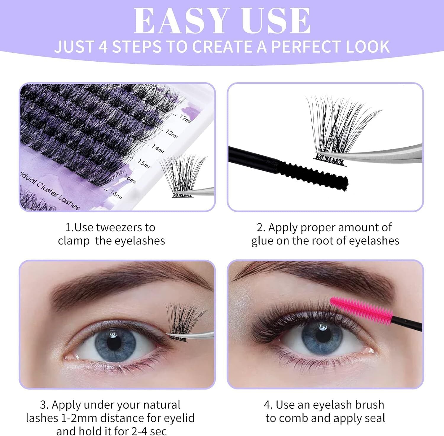 Individual Lashes D Curl Cluster Lashes 0.07 D Curl 12-16Mm DIY Lash Extensions